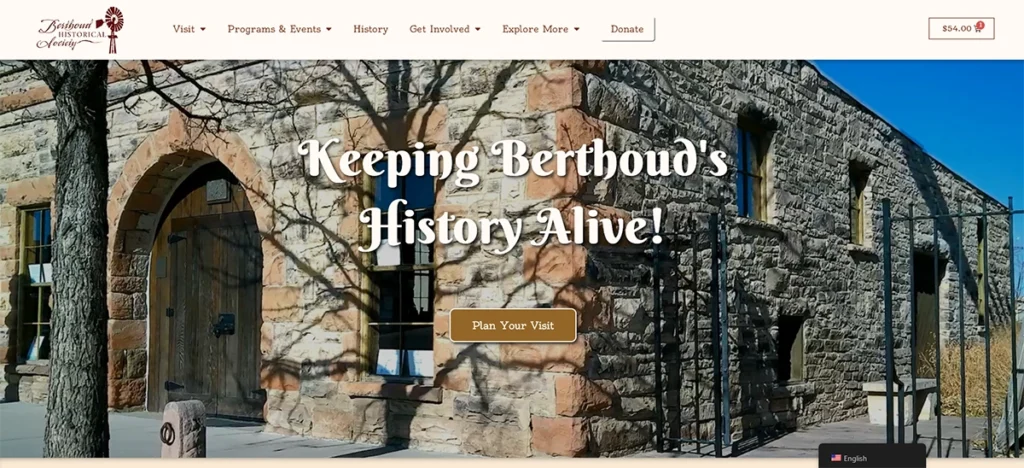 Berthoud Historical Society website screenshot