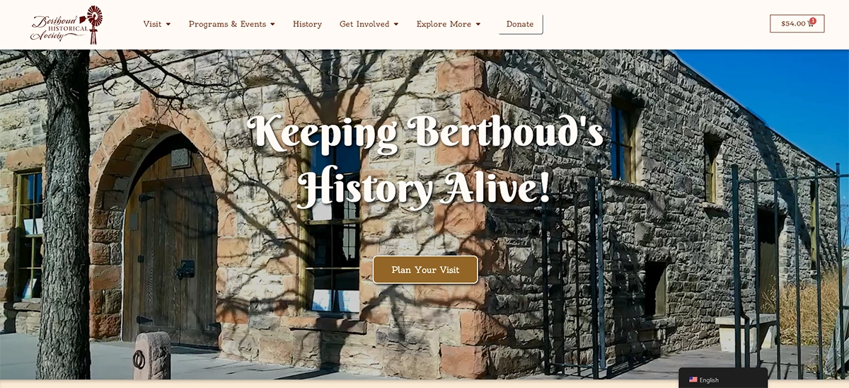 Berthoud Historical Society website screenshot