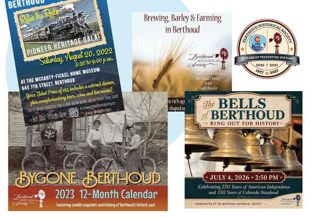 Berthoud Historical Society brand and social media graphics