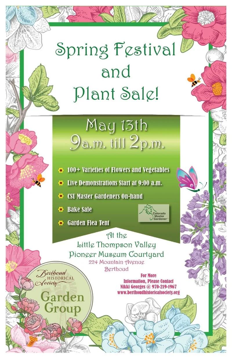 Berthoud Historical Society spring festival and plant sale poster