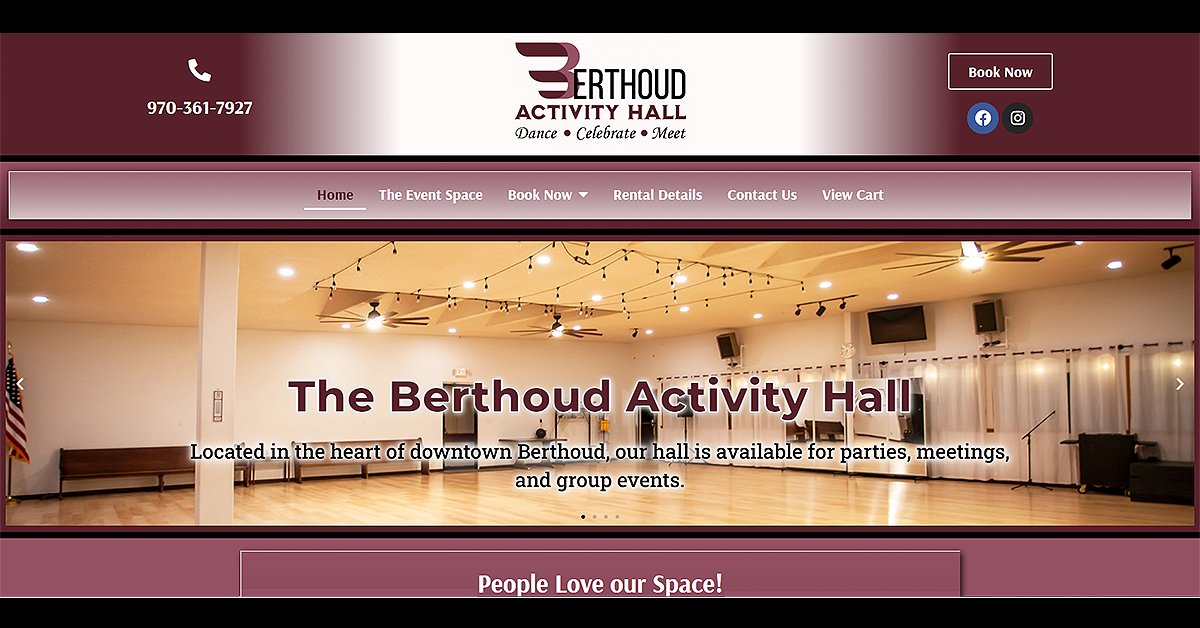 Berthoud Activity Hall website screenshot