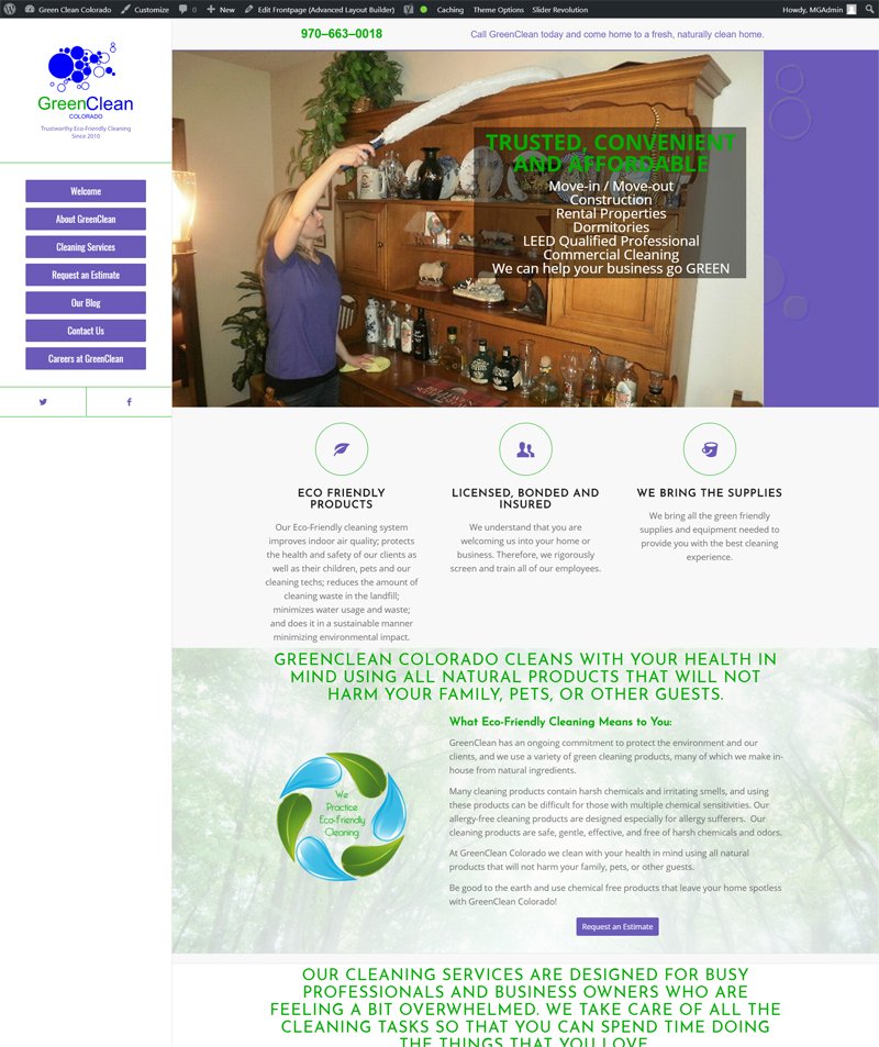 GreenClean Colorado website screenshot