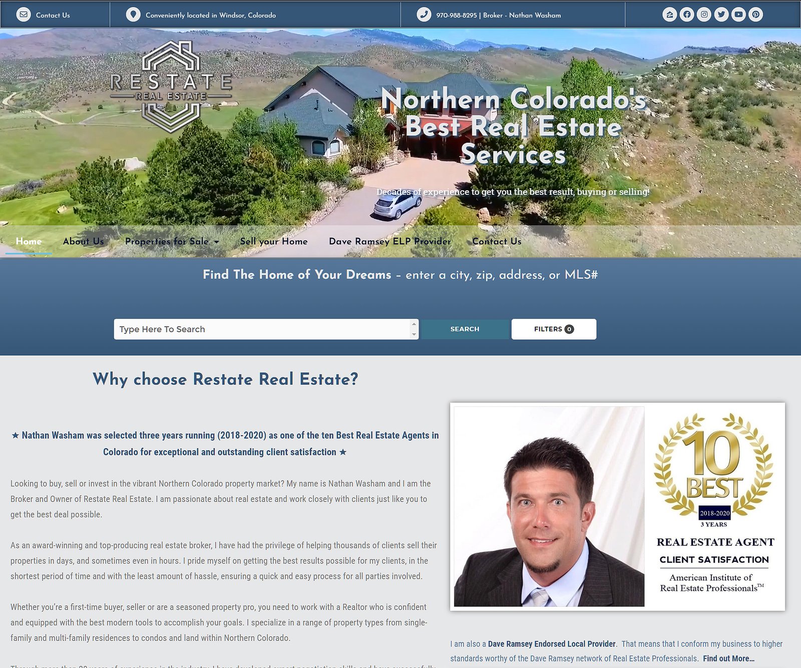 Restate Real Estate website screenshot