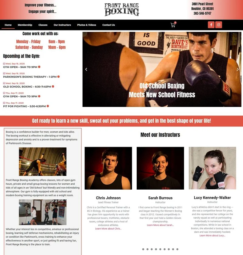 Front Range Boxing website screenshot