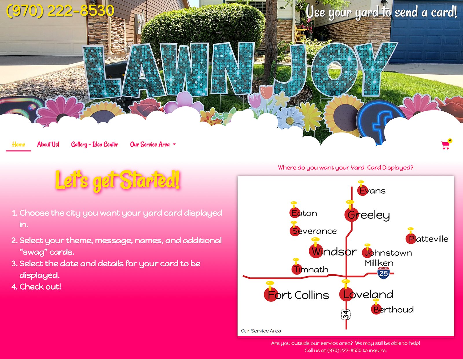 Lawn Joy Yard Cards website screenshot